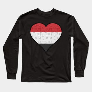 Yemeni Jigsaw Puzzle Heart Design - Gift for Yemeni With Yemen Roots Long Sleeve T-Shirt